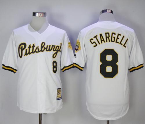 Mitchell And Ness 1990-1997 Pirates #8 Willie Stargell White Throwback Stitched MLB Jersey